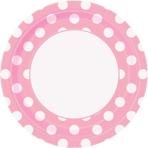 Dots Lovely Pink Pink Paper Plates 22cm 8 Pack