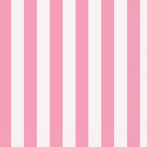 Stripes Lovely Pink Pink Beverage Napkins 2ply 16 Pack