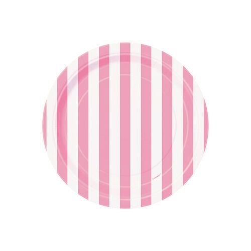 Stripes Lovely Pink Pink Paper Plates 17cm 8 Pack 