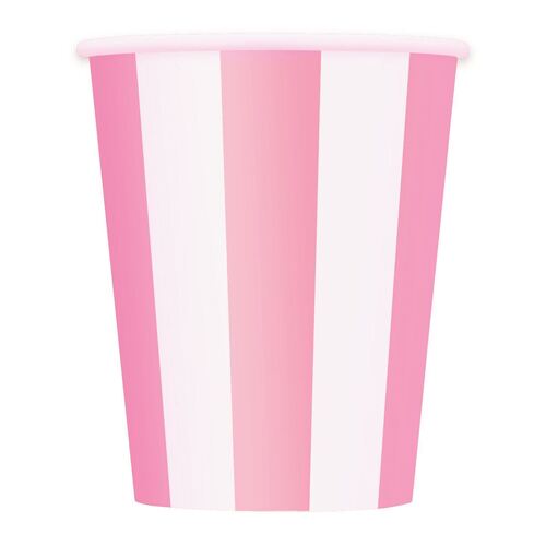 Stripes Lovely Pink Pink Paper Cups 355ml 6 Pack