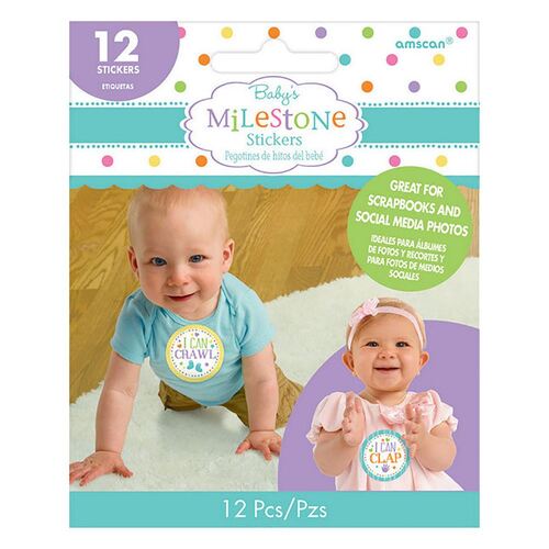 Baby Shower Stickers Milestone 12 Pack