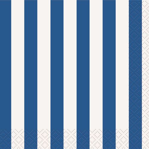 Stripes Royal Blue Beverage Napkins 2ply 16 Pack