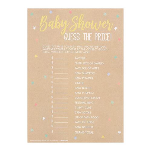 Baby Shower Guess the Price Games 24 Pack