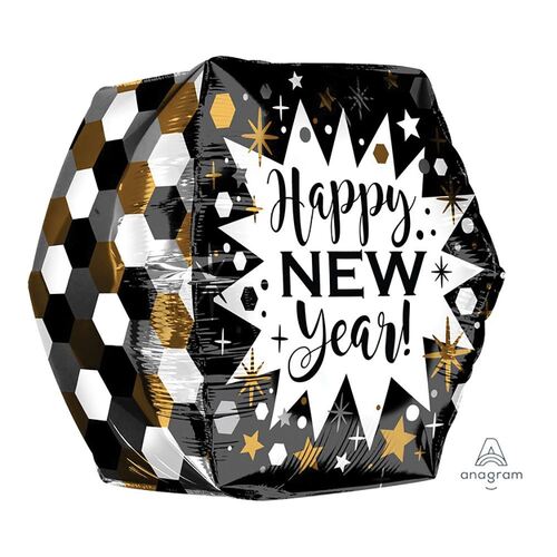 UltraShape Anglez Geometric Happy New Year  Foil Balloon