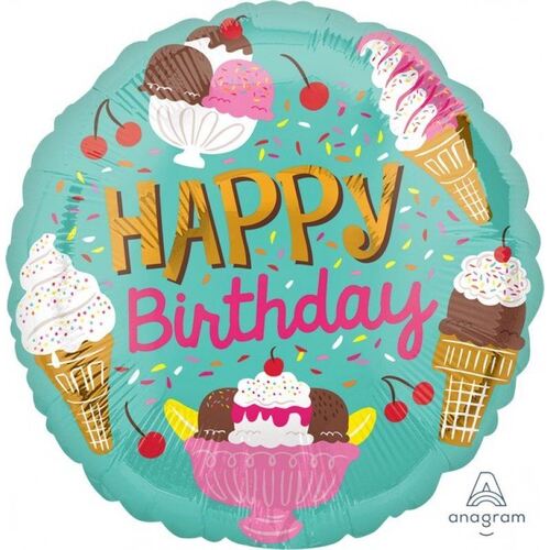 45cm Standard HX Ice Cream Party Happy Birthday Foil Balloon
