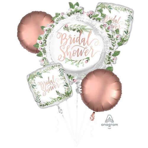 Bouquet Love & Leaves Bridal Shower Foil Balloon 5 Pack