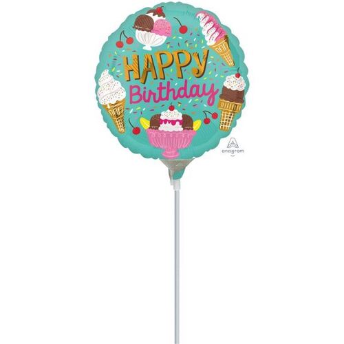 22cm Ice Cream Party Happy Birthday Foil Balloon