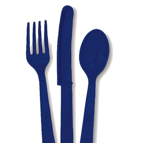 True Navy Blue 24 Asst Cutlery