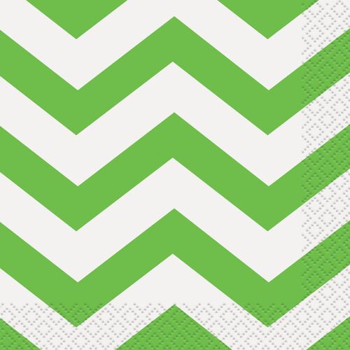 Chevron Lime Green Beverage Napkins 2ply 16 Pack