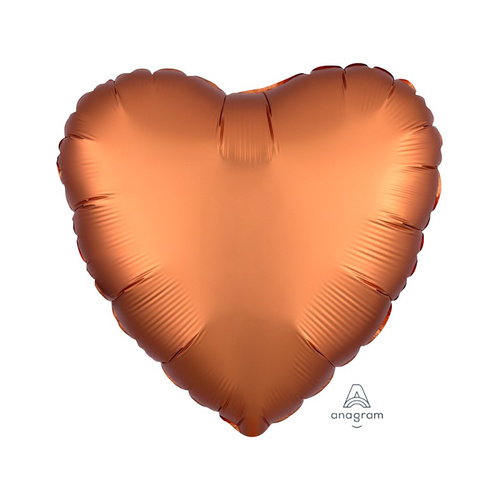 45cm Standard HX Satin Luxe Amber Heart Foil Balloon