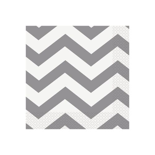 Chevron Silver Luncheon Napkins 2ply 16 Pack