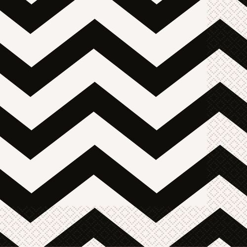 Chevron Midnight Black Beverage Napkins 2ply 16 Pack