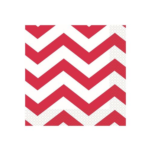 Chevron Red Beverage Napkins 2ply 16 Pack