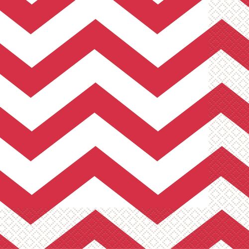 Chevron Red Luncheon Napkins 2ply 16 Pack