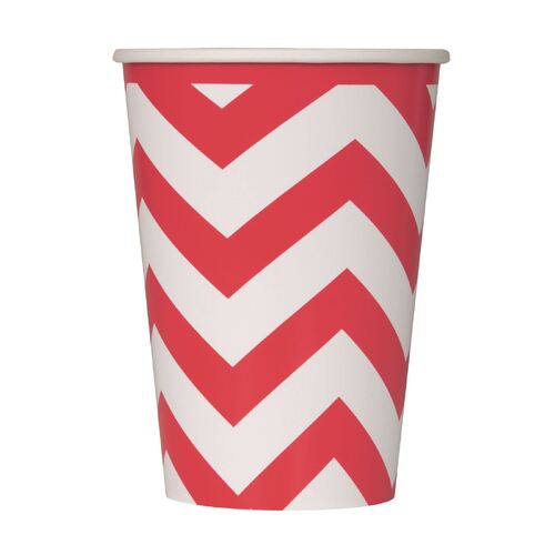 Chevron Red Paper Cups 355ml 6 Pack