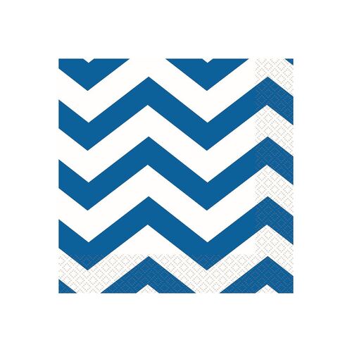 Chevron Royal Blue Beverage Napkins 2ply 16 Pack