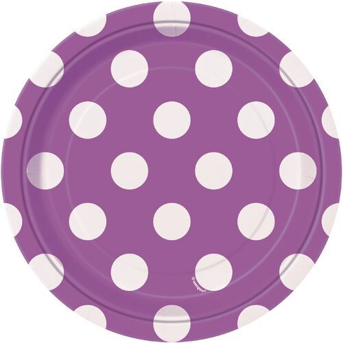 Dots Pretty Purple Paper Plates 17cm 8 Pack 