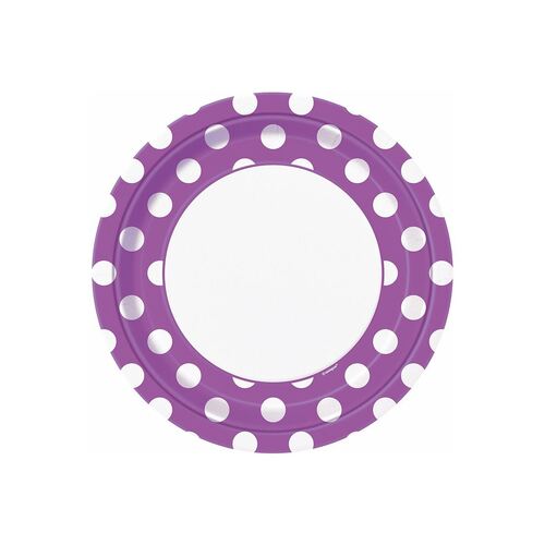 Dots Pretty Purple Paper Plates 22cm 8 Pack