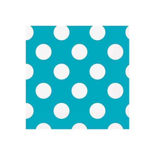 Dots Caribbean Teal Luncheon Napkins 2ply 16 Pack
