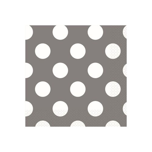 Dots Silver Beverage Napkins 2ply 16 Pack