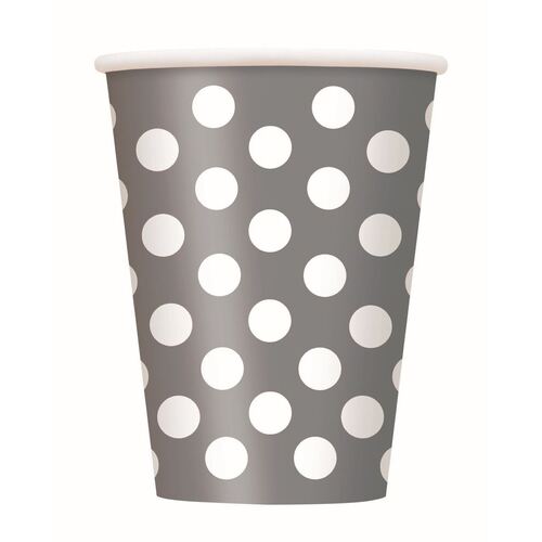 Dots Silver Paper Cups 355ml 6 Pack