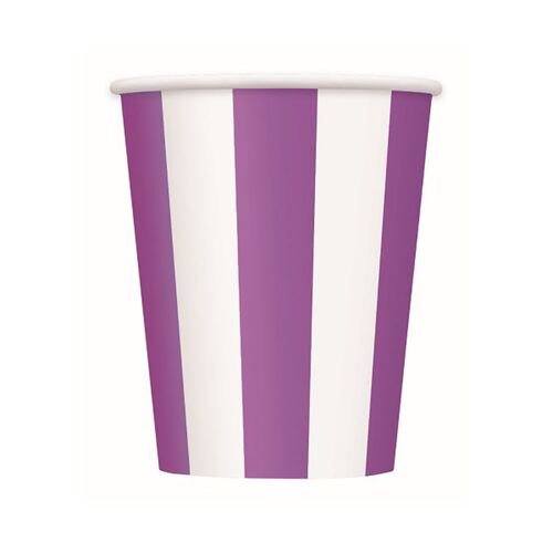 Stripes Pretty Purple Paper Cups 355ml 6 Pack
