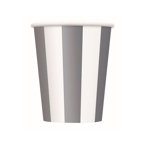 Stripes Silver Paper Cups 355ml 6 Pack