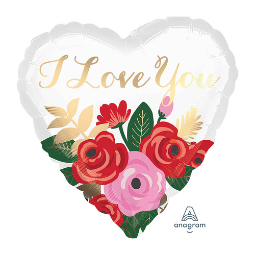 45cm Standard HX I Love You Rose Bouquet Foil Balloon