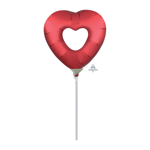 Mini Shape Open Heart Sangria Red Foil Balloon
