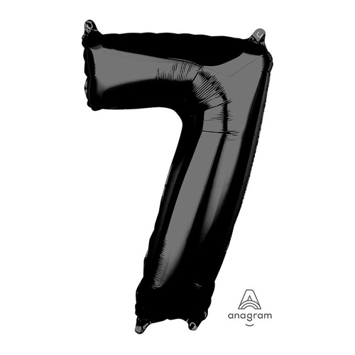 Mid-Size Shape Black Number 7. Foil Balloon