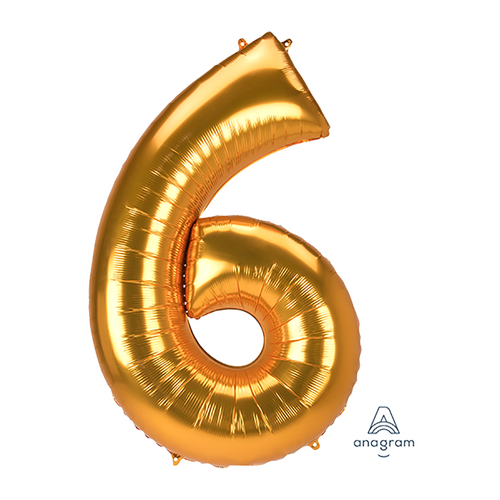 SuperShape Jumbo Number 6 Gold 83cm x 137cm Foil Balloon