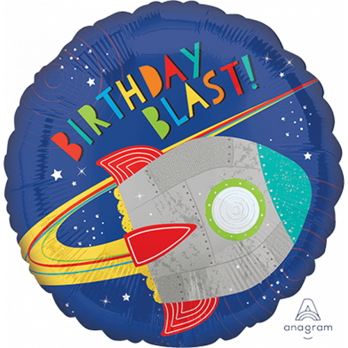 45cm Standard Blast Off Birthday Blast Rocket Foil Balloon