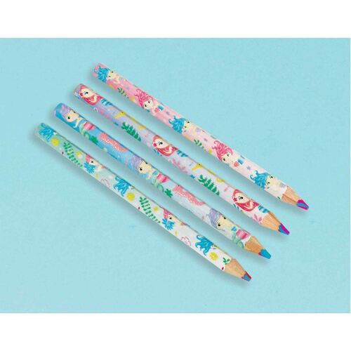 Mermaid Wishes Multi Shape Coloured Pencil Favor 8 Pack