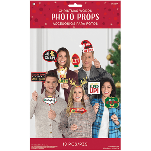 Christmas Words Signs Photo Props Kit Foil Hot Stamped