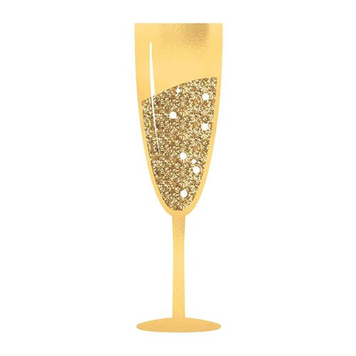 Champagne Jumbo Glasses Gold Glittered Photo Props 2 Pack