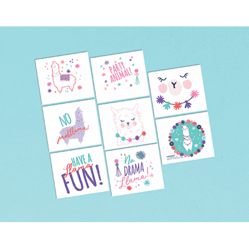 Llama Fun Tattoo Favors 8 Pack