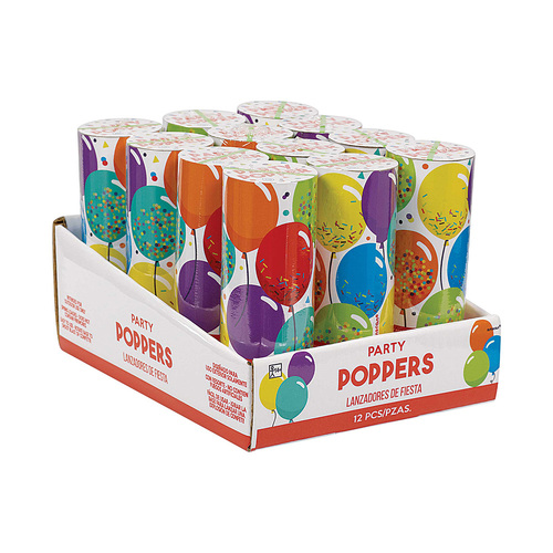 Birthday Celebration Confetti Party Poppers 12 Pack