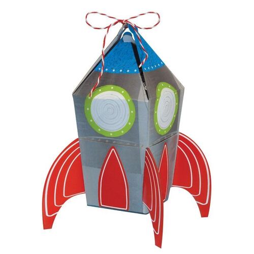 Blast Off Birthday 3D Rocket Favor Treat Boxes 8 Pack