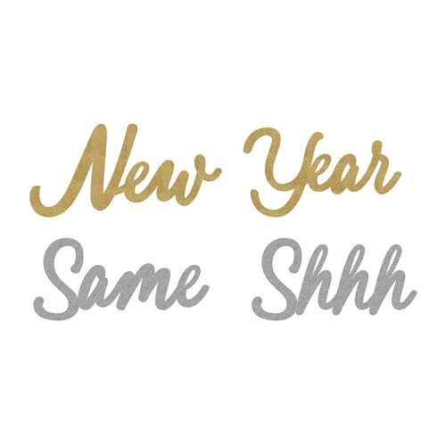 New Year Same Shhh Glittered Large Cutouts 4 Pack