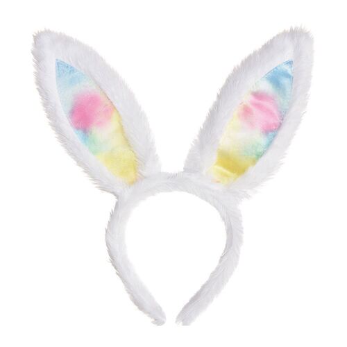 Easter Bunny Fabric Ears Rainbow & White