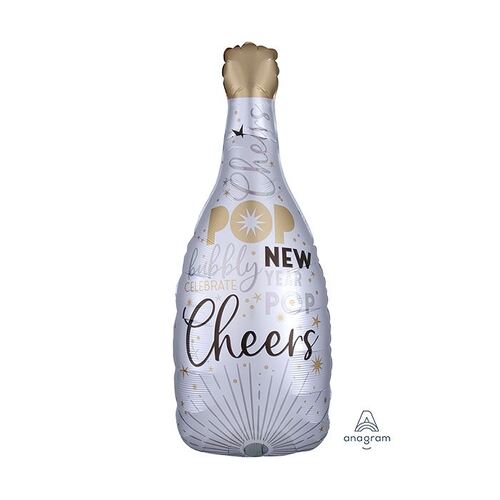 SuperShape XL Celebrate The New Year Bubbly Bottle Satin Infused  Foil Balloon