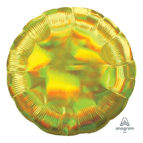 45cm Standard Holographic Iridescent Yellow Circle Foil Balloons