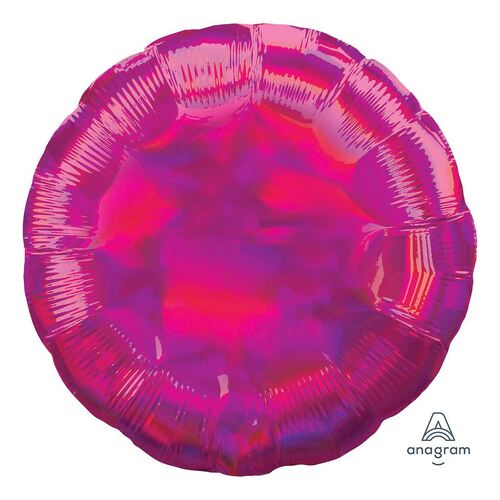 45cm Standard Holographic Iridescent Magenta Circle Foil Balloons