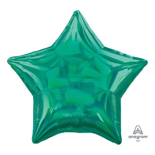 45cm Standard Holographic Iridescent Green Star Foil Balloons