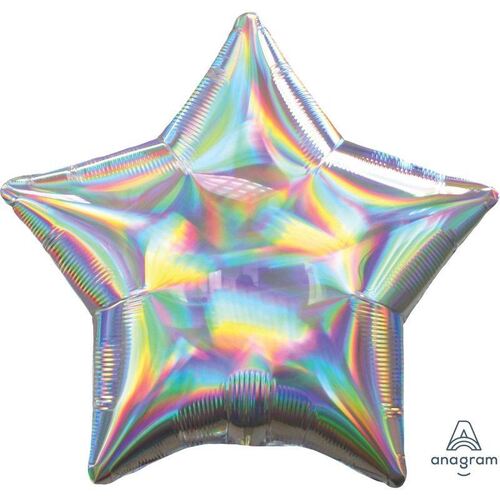 45cm Standard Holographic Iridescent Silver Star Foil Balloon