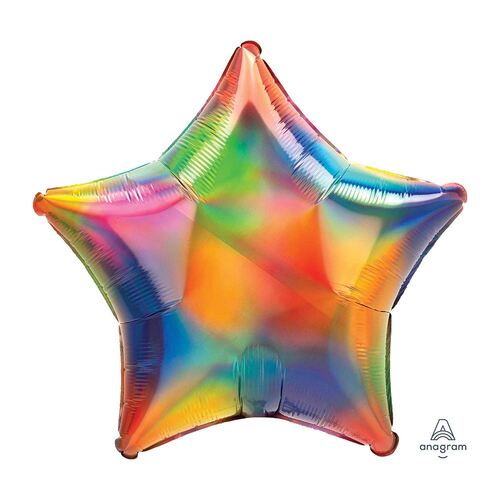 45cm Standard Holographic Iridescent Rainbow Star Foil Balloons