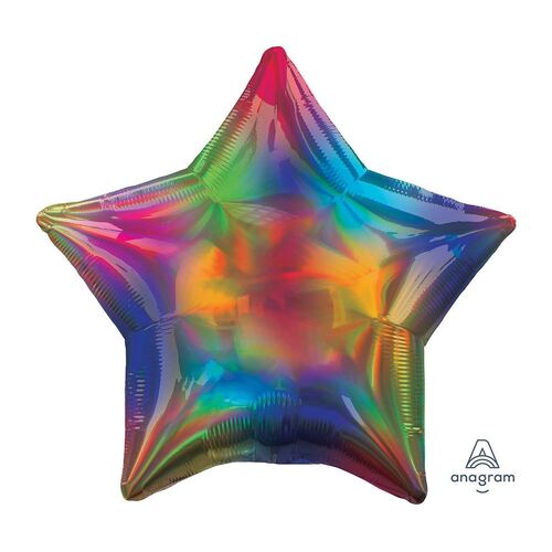 45cm Standard Holographic Iridescent Rainbow Star Foil Balloon