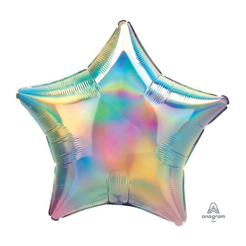 45cm Standard Holographic Iridescent Pastel Rainbow Star Foil Balloons