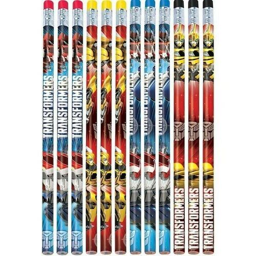 Transformers Pencils & Eraser End 12 Pack