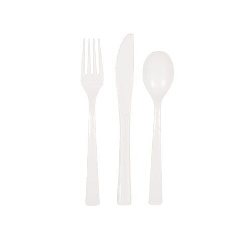 White Assorted Reusable Cutlery 18 Pack